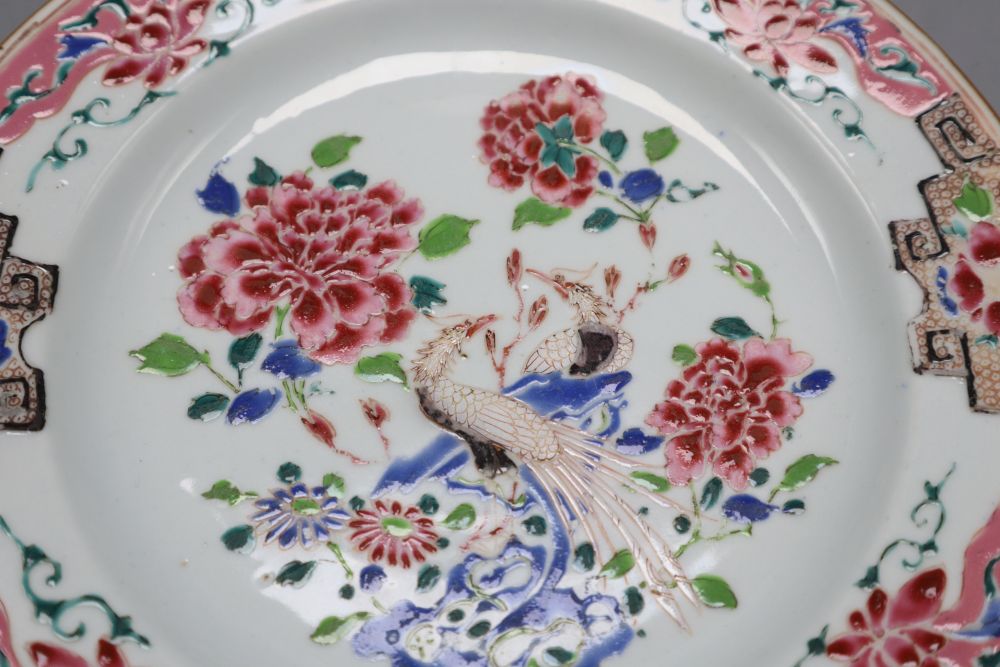 A Chinese Yongzheng famille rose dish, diameter 22cm